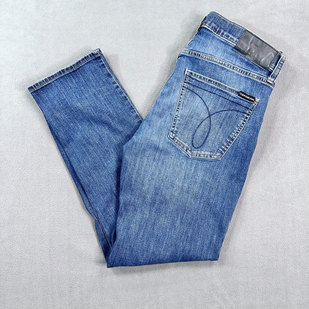 Mens Calvin Klein Jeans 32x32 Medium Wash Stretch Straight Style # 40733gx